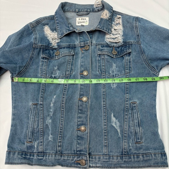 Papaya Light Blue Ripped Denim Jacket - Picture 8 of 10